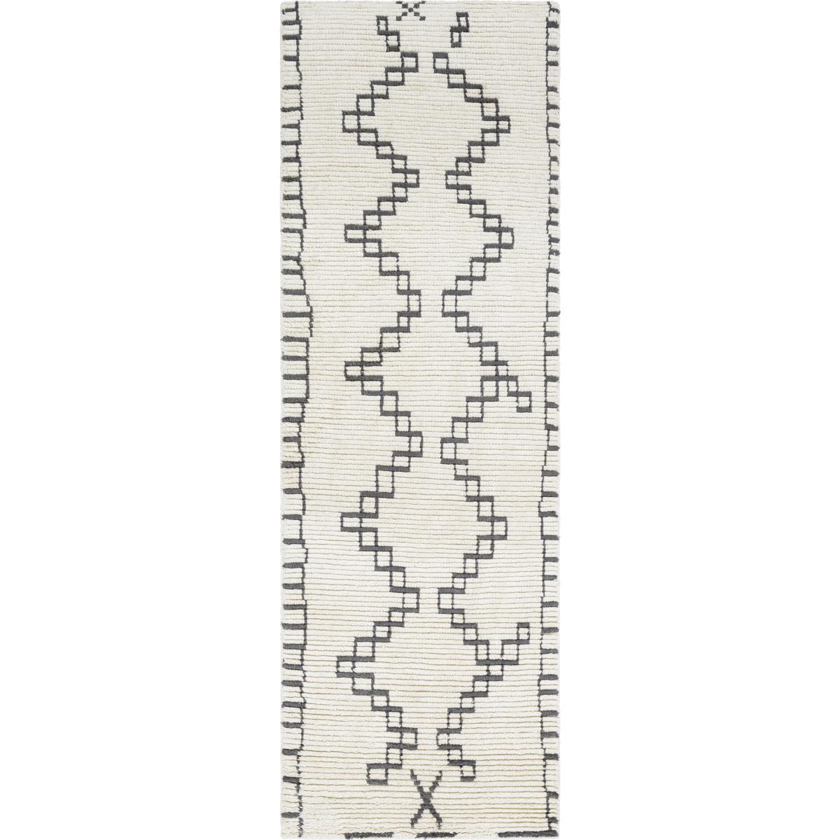 BON2301-268 2 ft. 6 in. x 8 ft. Beni Ourain Hand Woven Rug, Cream & Medium Gray