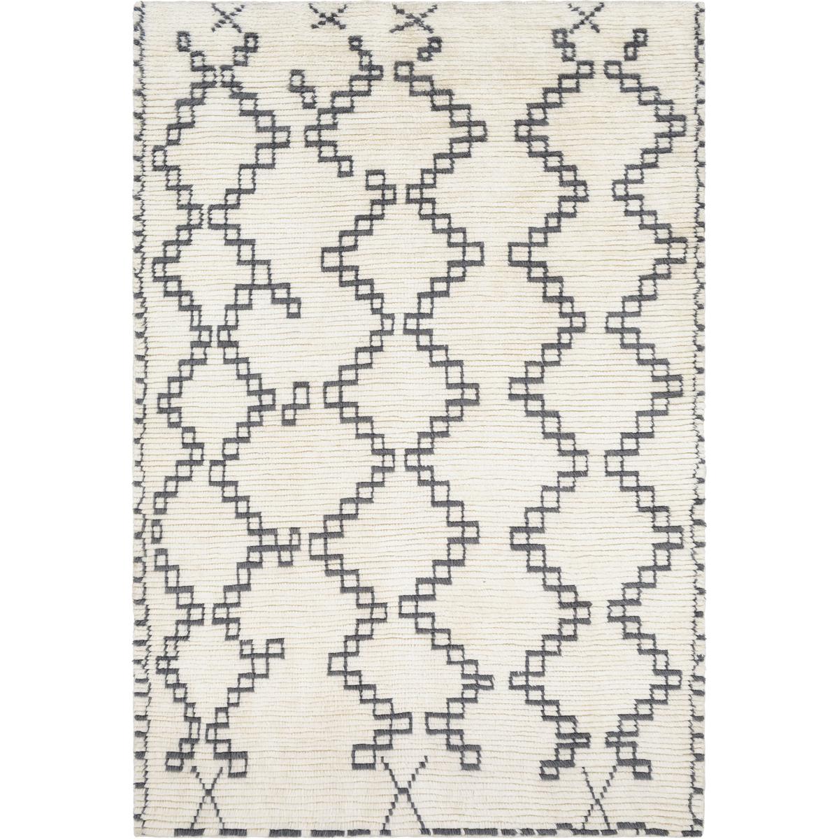 BON2301-81012 8 ft. 10 in. x 12 ft. Beni Ourain Hand Woven Rug, Cream & Medium Gray