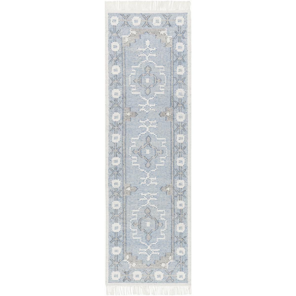 Azurya Global Bazaar Blue Geometric Patterned Indoor Outdoor Rug - 2'6"x8'