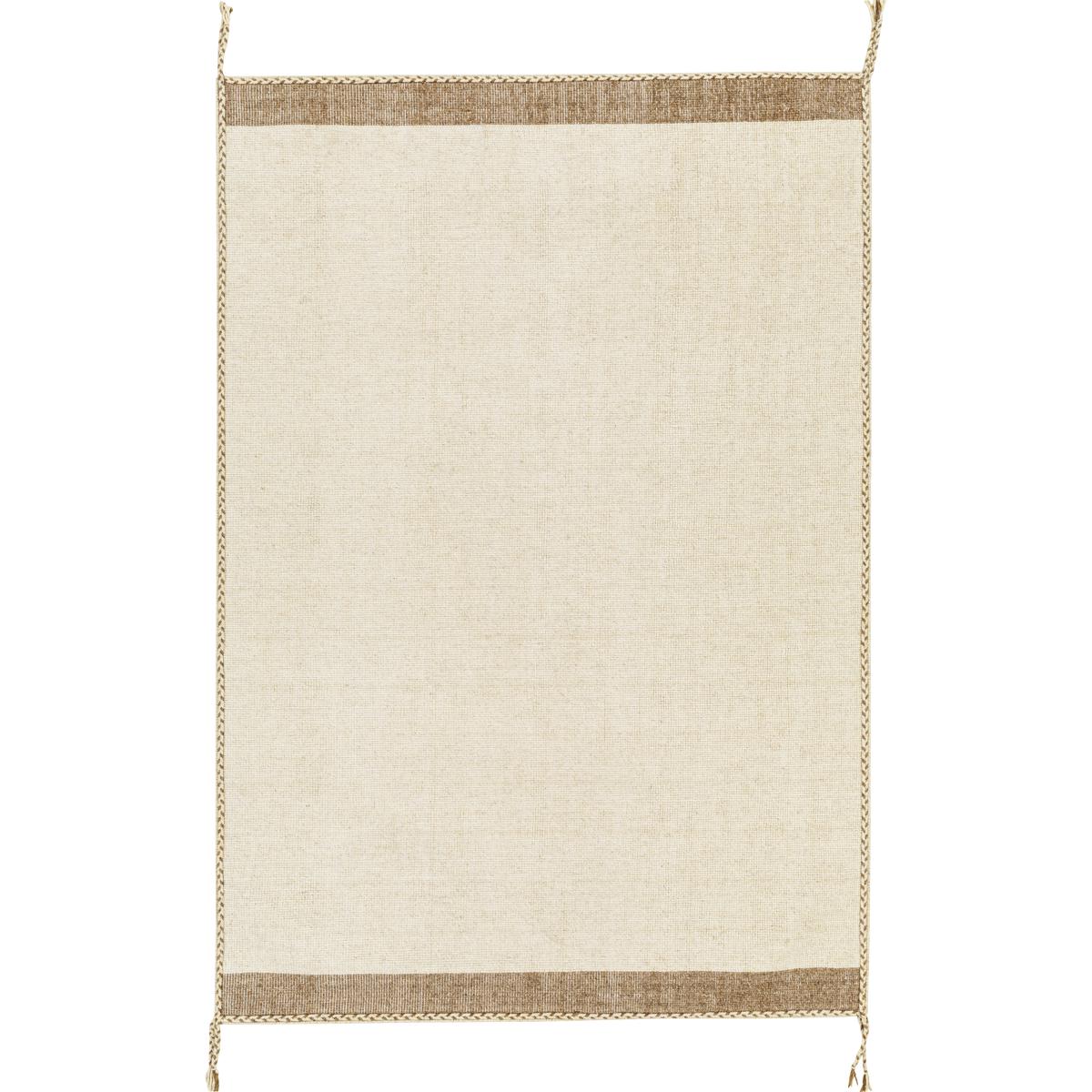 Bushra Fringed Rug, Tan, 8 x 10 ft