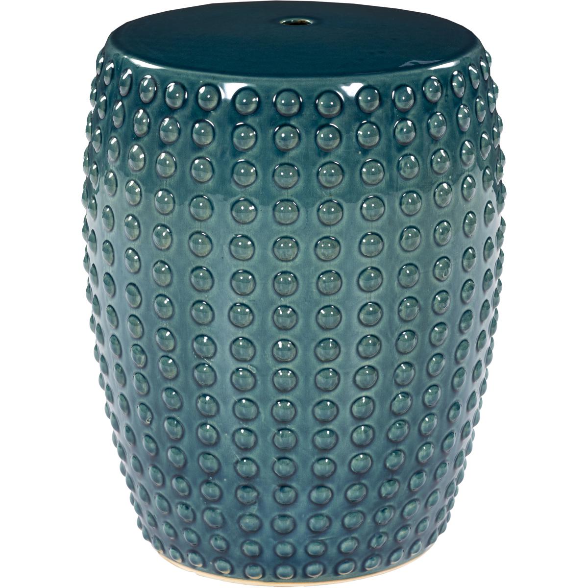 Surya Outdoor Camdale Glazed Green Ceramic Round Garden Stool