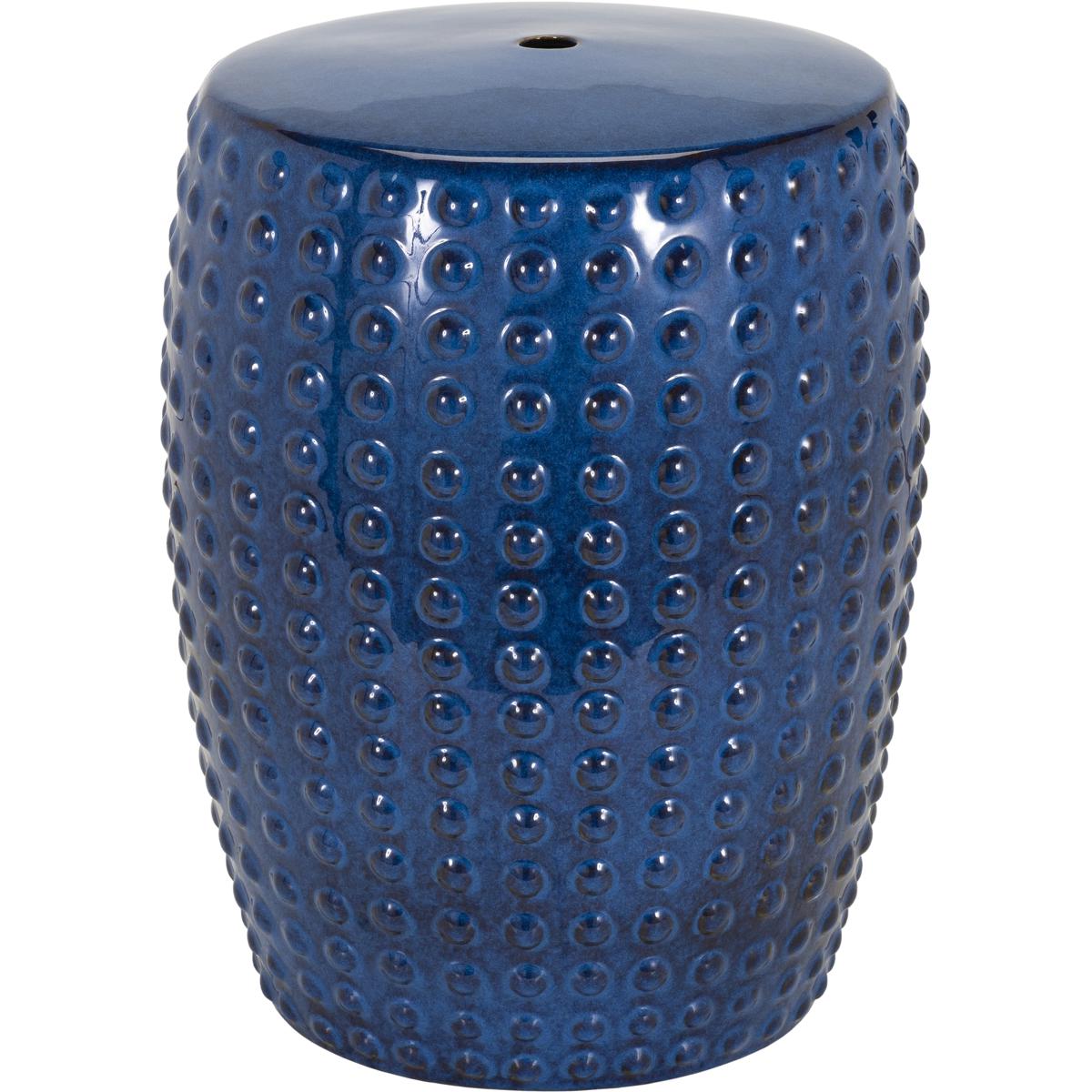 Surya Outdoor Camdale Glazed Blue Ceramic Round Garden Stool