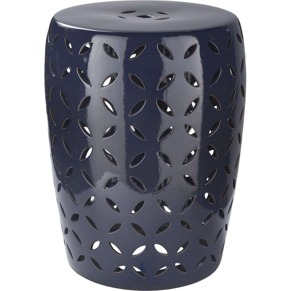 Surya CHT760-M Chantilly 17.7 inch Navy Outdoor Garden Stool, Medium