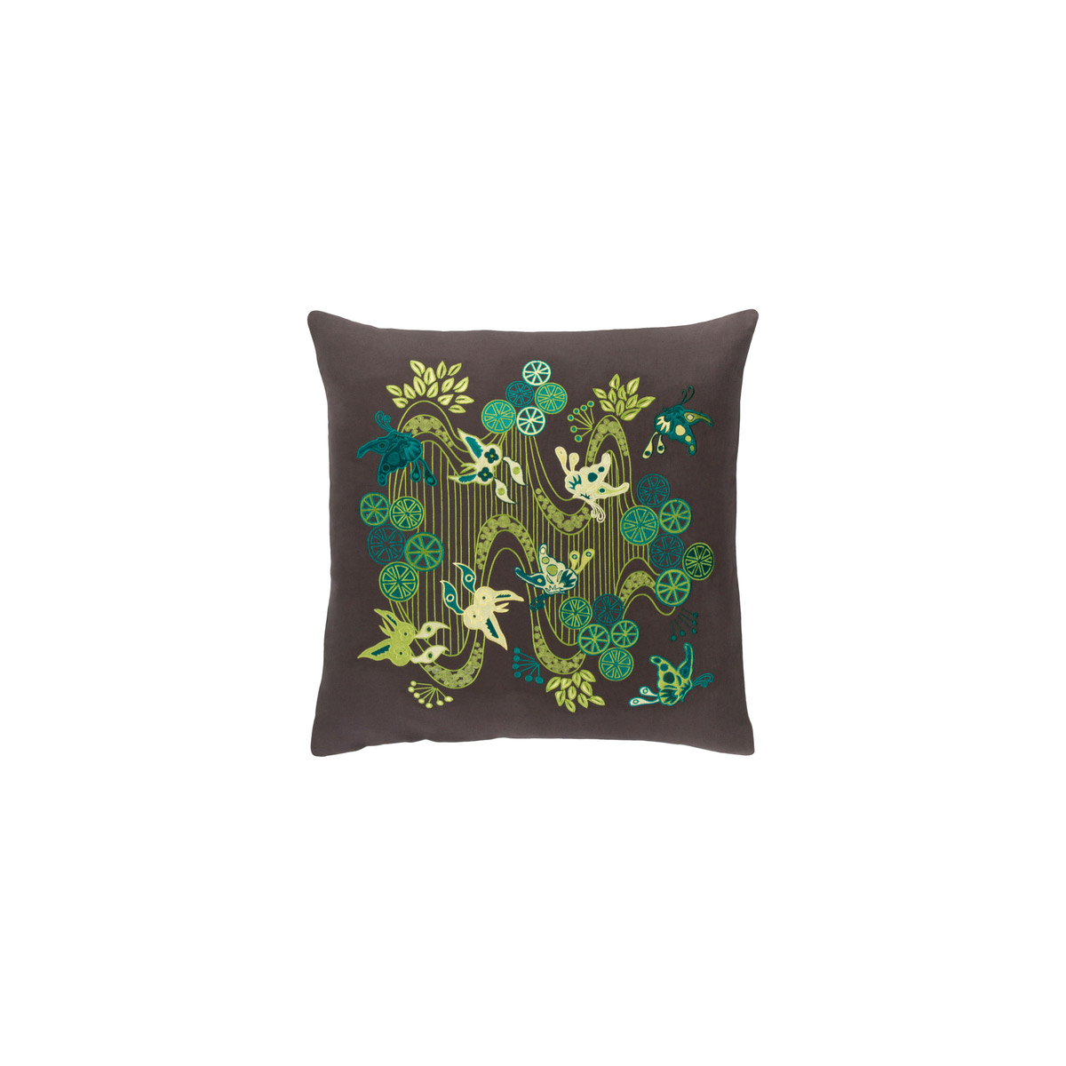 Surya CI002-2222P Chinese River 22 X 22 inch Black and Lime Throw Pillow