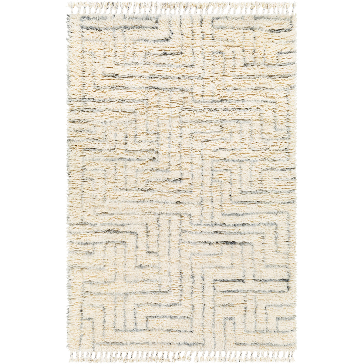 CME2302-23 2 x 3 ft. Camille Hand Knotted Rectangle Rug - Cream, Medium Gray & Charcoal
