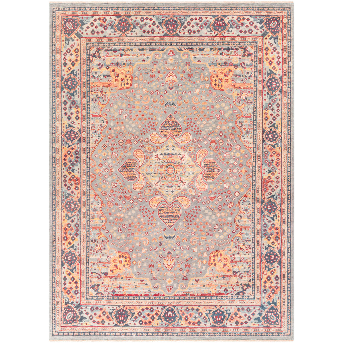 41ELIZABETH 51149-SG Nero 132 X 96 inch Sage/Light Gray/Dark Red/Saffron/Burnt Orange Rugs, Rectangle