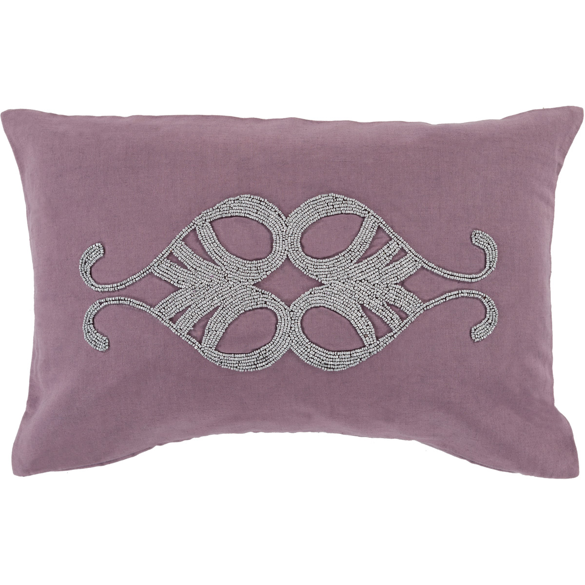 Surya CR0061320P Cairo 20 inch Metallic  Silver Eggplant Pillow Kit