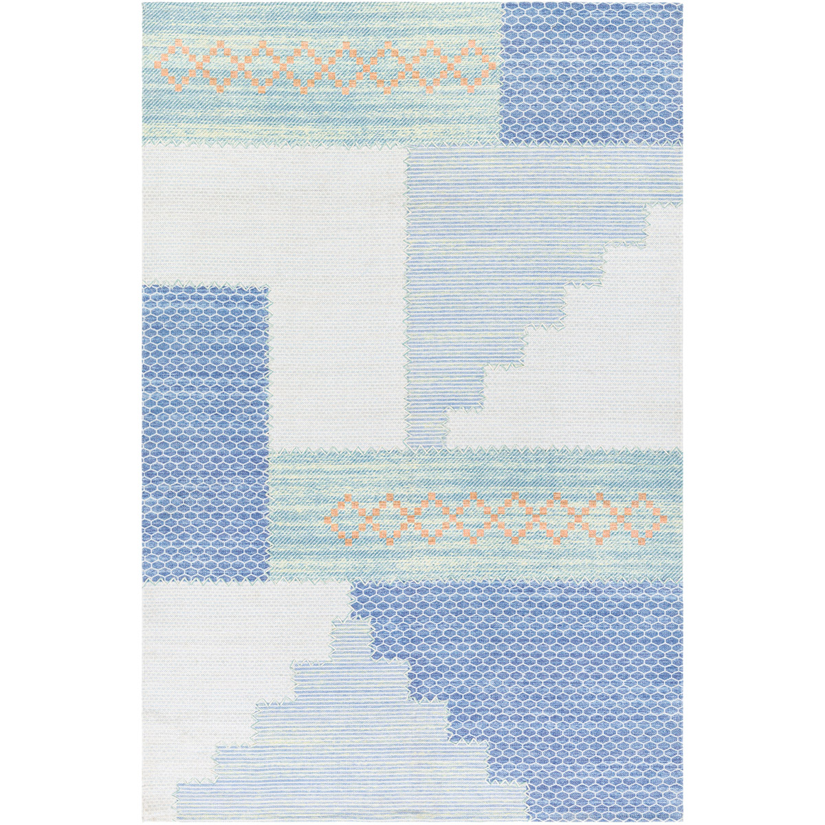 Surya DDM2301-69 Didim 108 X 72 inch Denim/Mint/Peach/Moss/Sage/Cream/White/Dark Blue Rugs, Rectangle