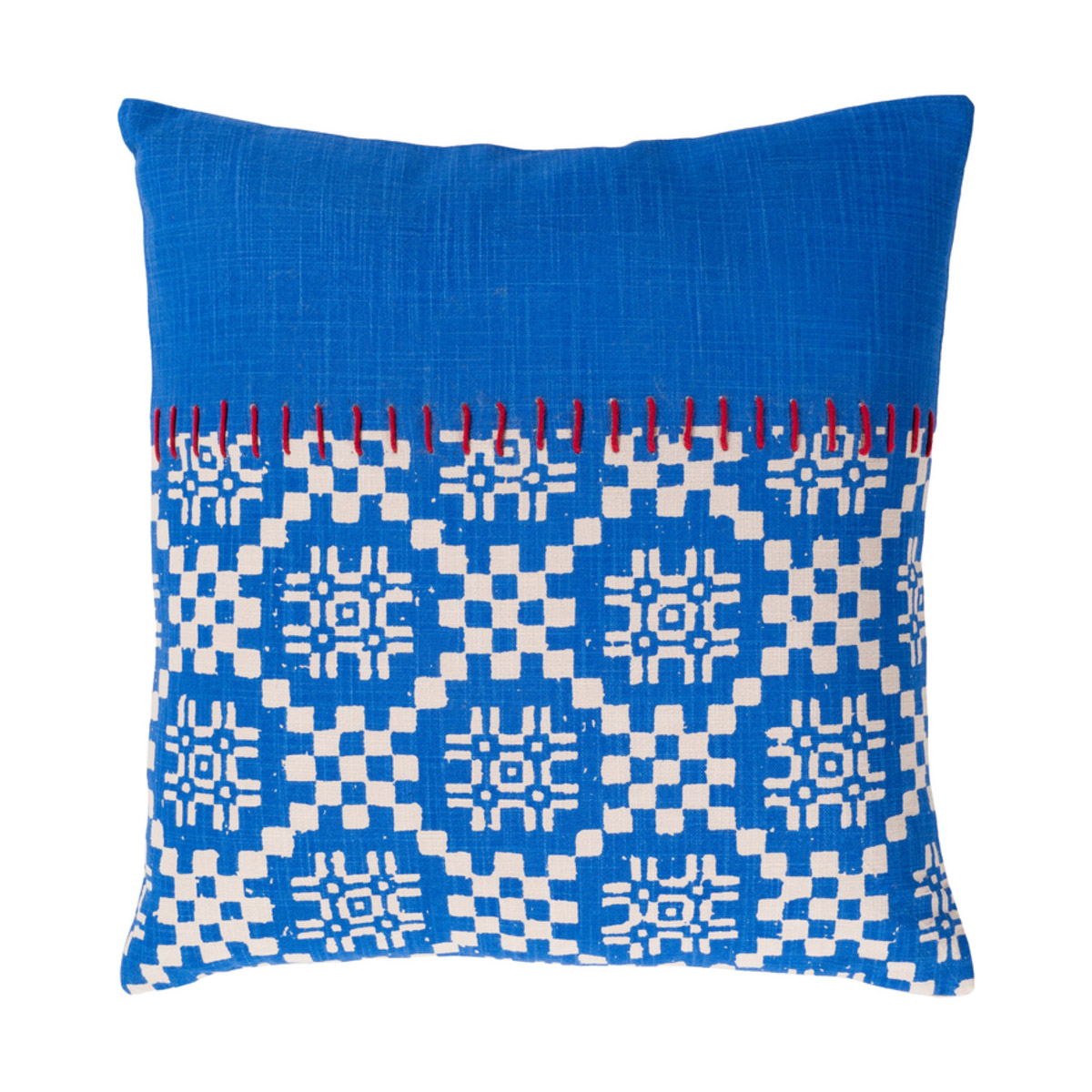Surya DEA004-2222P Delray 22 X 22 inch Bright Blue and Cream Throw Pillow