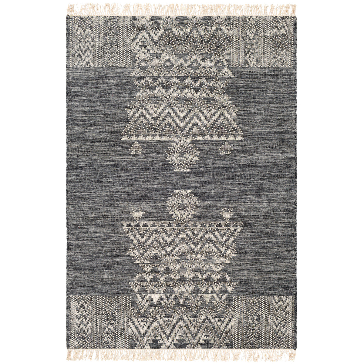 FHM2304-810 8 x 10 ft. Fulham Hand Woven Rectangle Area Rug, Ink Blue, Slate & Cream