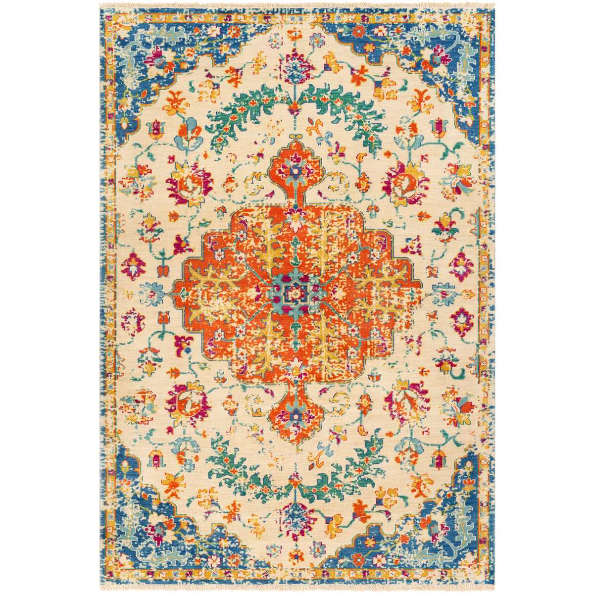 41ELIZABETH 52475KB Garnet 36 X 24 inch KhakiDark BlueBright YellowAquaBright Pink Rugs Rectangle