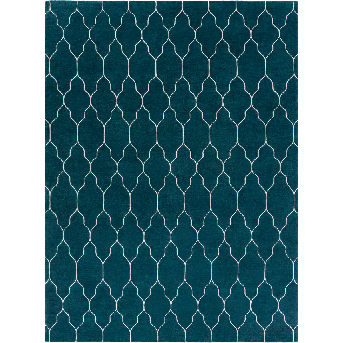 GAT1013-811 8 x 11 ft. Gates Contemporary Hand Knotted Rectangle Area Rug, Deep Teal & Beige