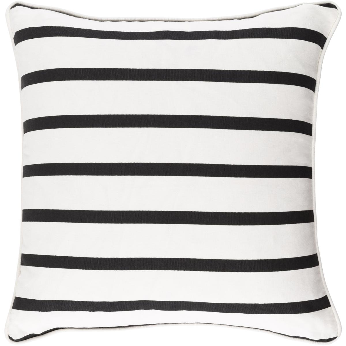 GLYP7076-1818P Glyph Mini Stripe Throw Pillow Cover & Poly Insert- White & Black