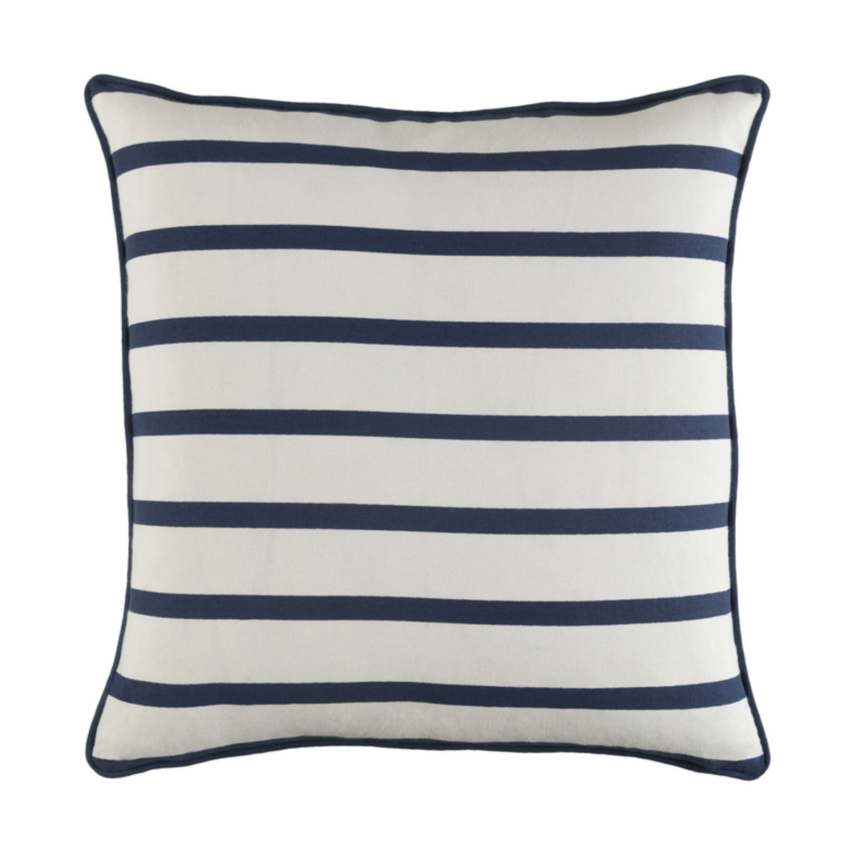 GLYP7078-1818P Glyph Mini Stripe Throw Pillow Cover & Poly Insert, White & Navy
