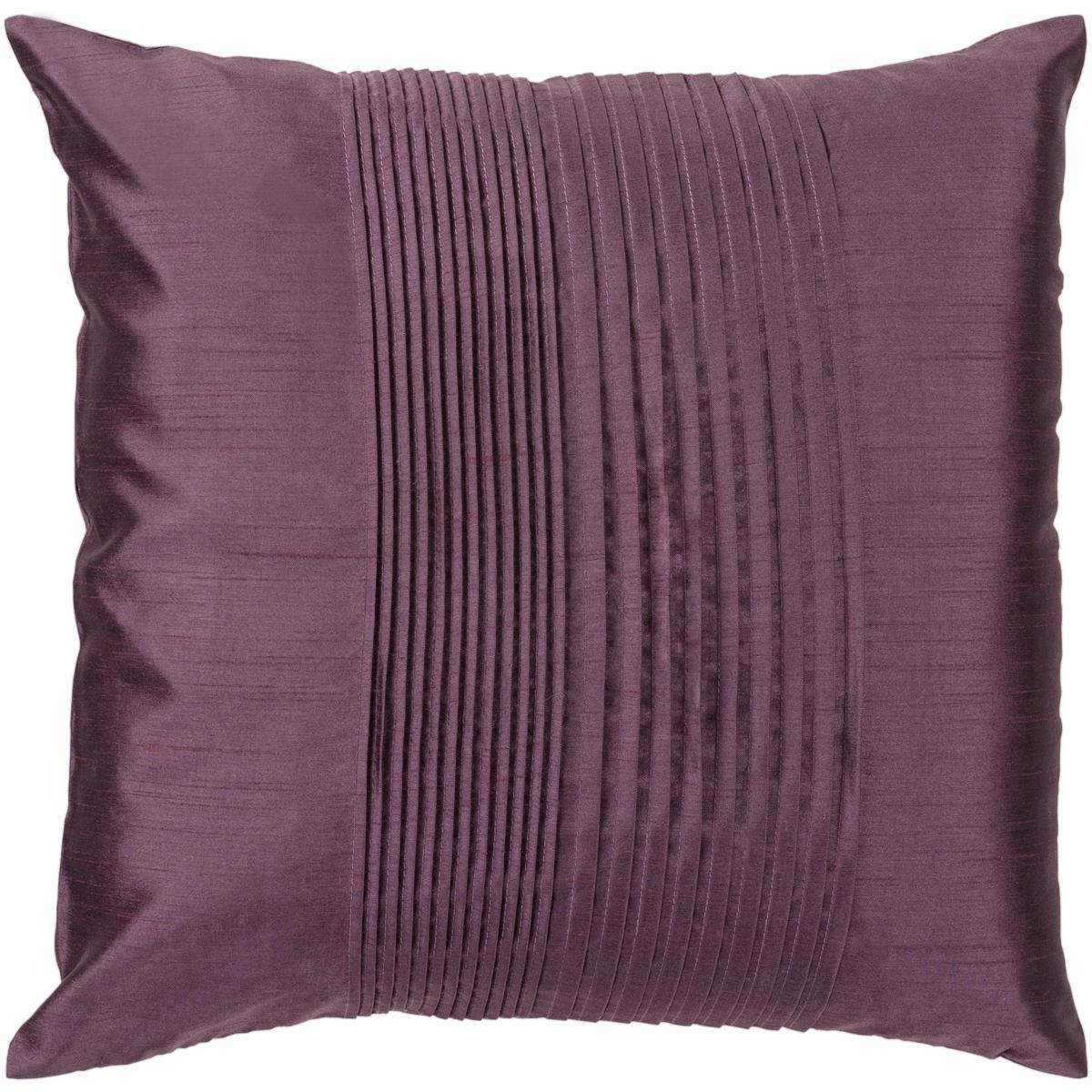 Surya HH016-2222P Solid Pleated 22 X 22 inch Plum Pillow Kit, Square