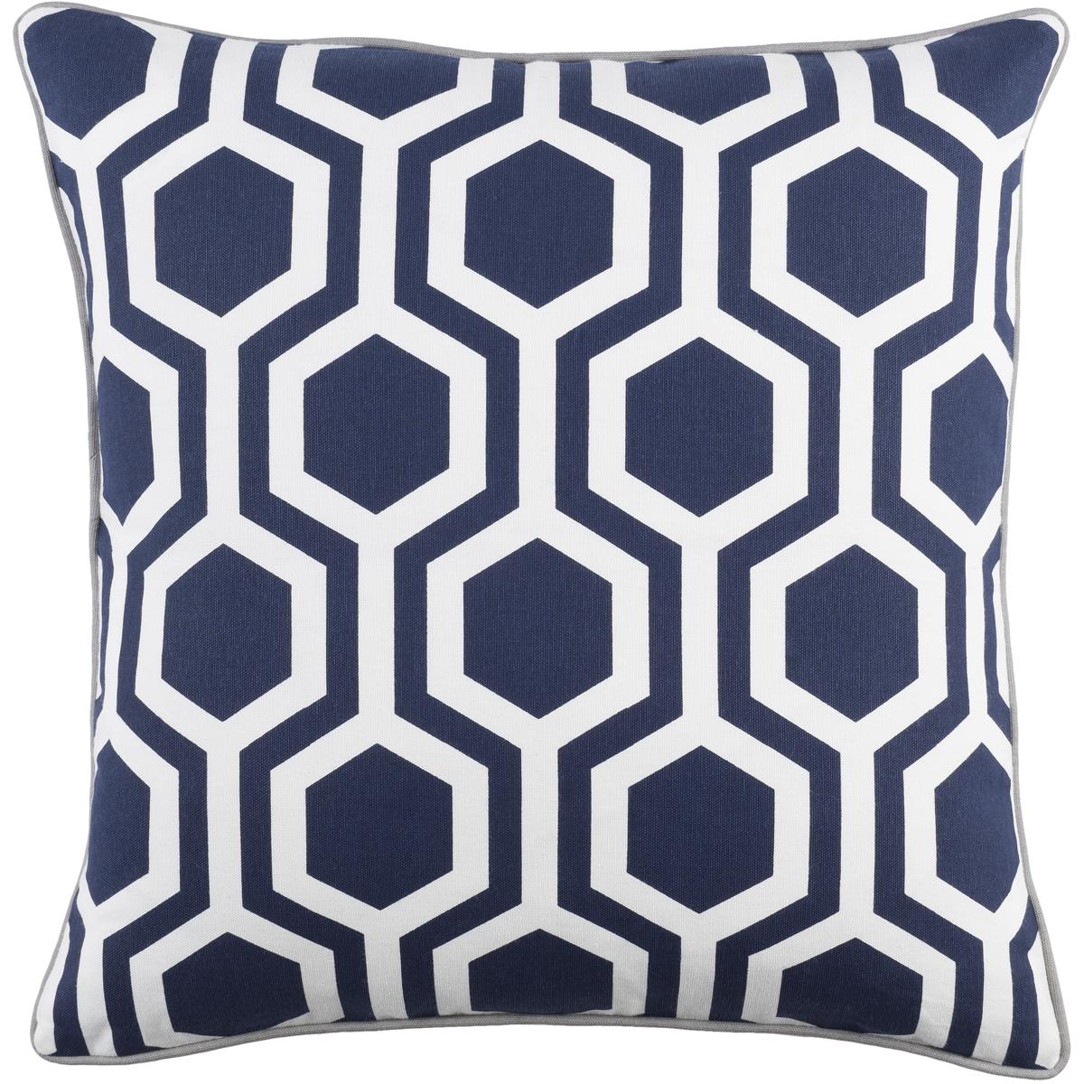 INGA7010-1818P Inga Thea Throw Pillow Cover & Poly Insert- Navy & White