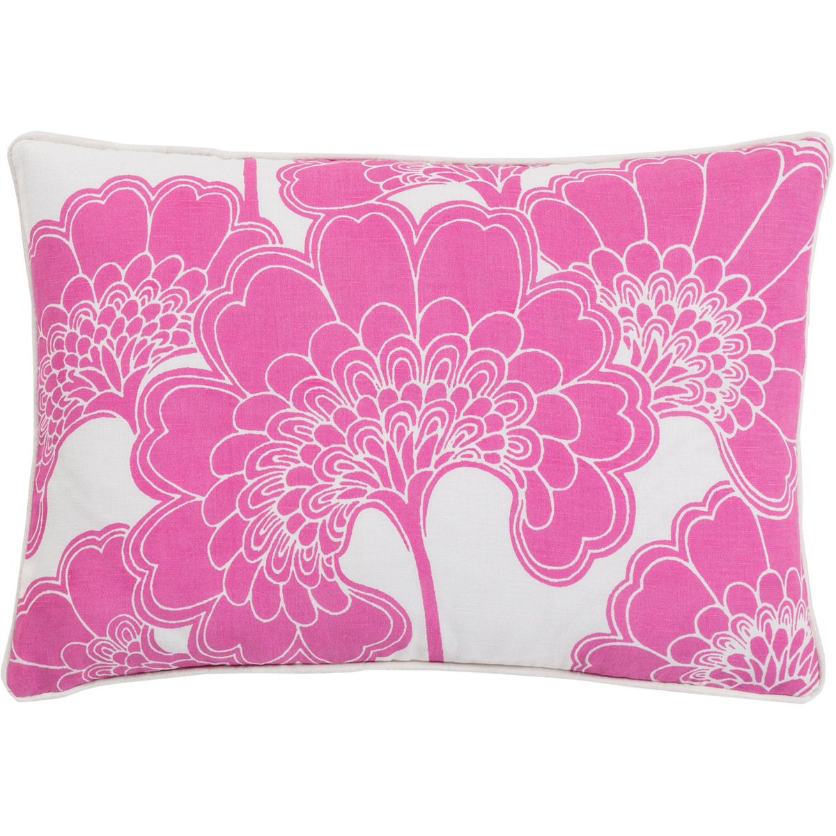 Surya JA004-1320P Japanese Floral 20 inch White, Bright Pink Pillow Kit