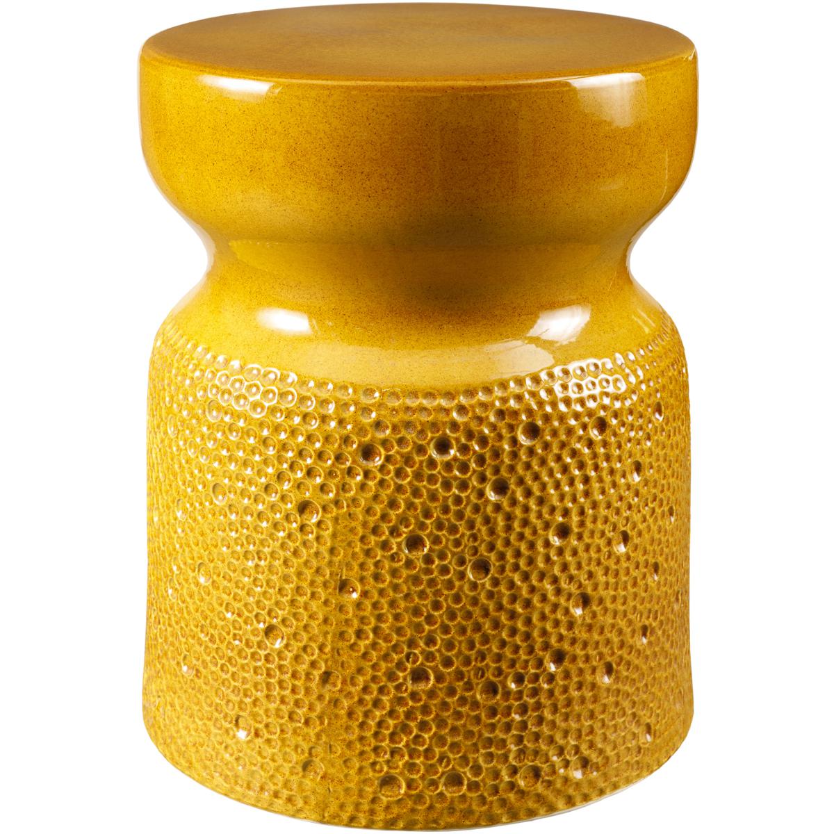Livabliss by Surya Outdoor Jewels Mustard Ceramic Round End Table