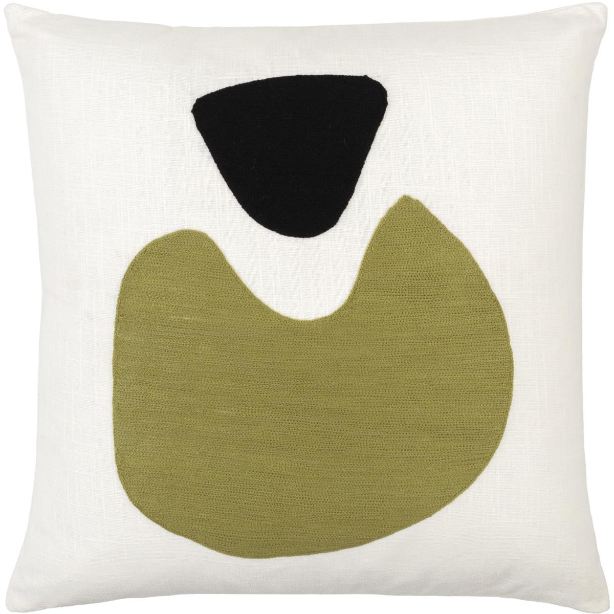 Surya JSW007-2222P Jason Wu 22 X 22 inch White / Olive / Black Accent Pillow