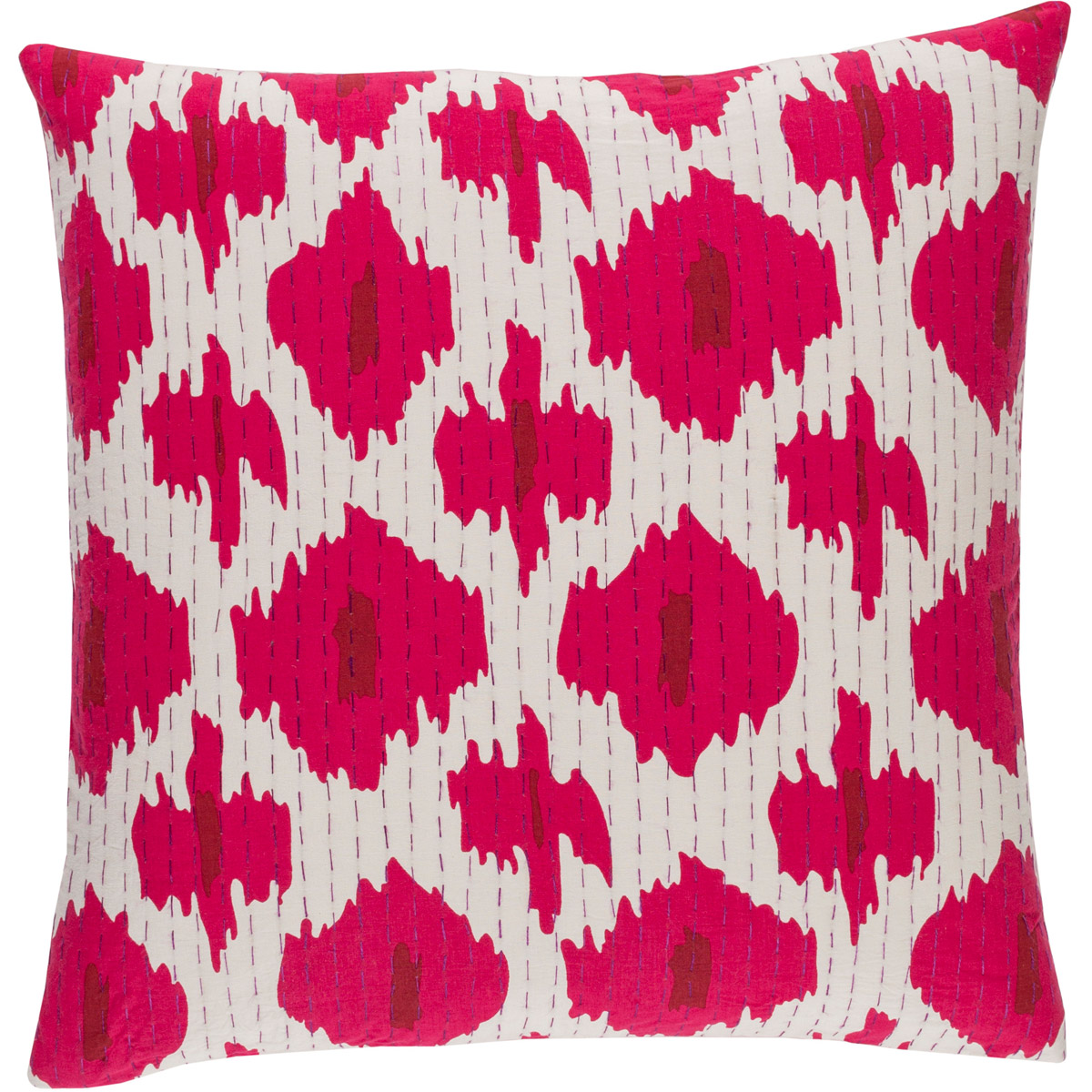 Surya KTH001-2222P Kantha 22 X 22 inch Bright Pink and Dark Red Throw Pillow