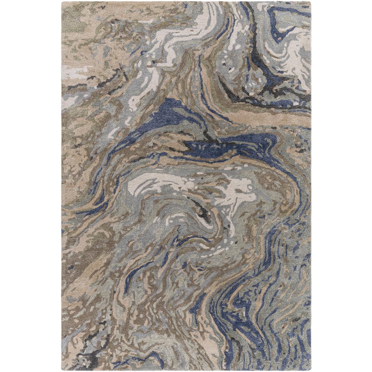 Surya KVT2329-69 Kavita 108 X 72 inch Prairie Dust / Walnut / Metallic - Silver / Khaki / Ash / Beetle Blue / Lunar Green Handmade Rug in 6 x 9