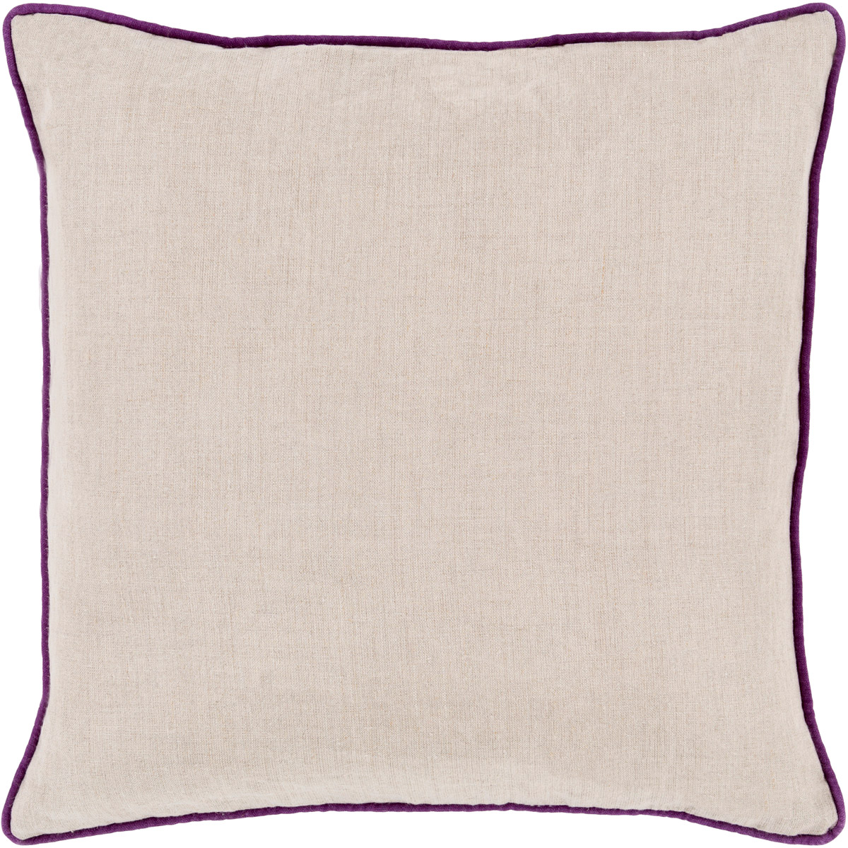 Surya LP007-2222P Linen Piped 22 inch Dark Purple, Ivory Pillow Kit