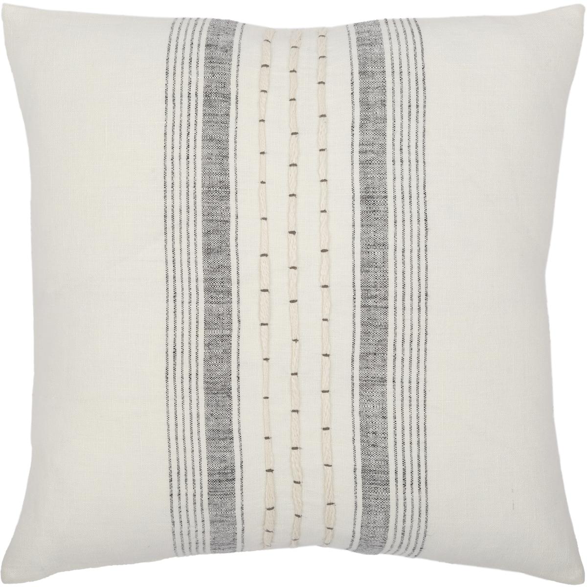 Surya LSP001-2222P Linen Stripe Embellished 22 inch Cream Pillow Kit in 22 x 22, Square
