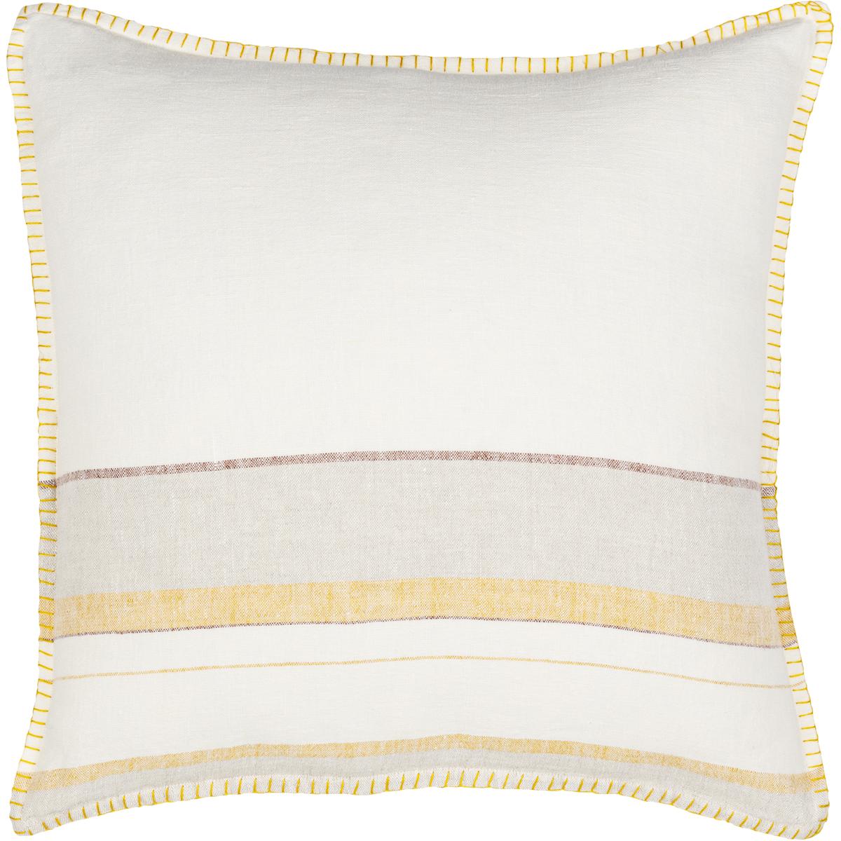 Surya LSP002-2222P Linen Stripe Embellished 22 inch Cream Pillow Kit in 22 x 22, Square