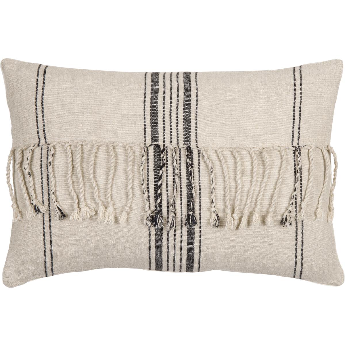 Surya LSP003-1320P Linen Stripe Embellished 20 inch Cream Pillow Kit in 13 x 20, Lumbar