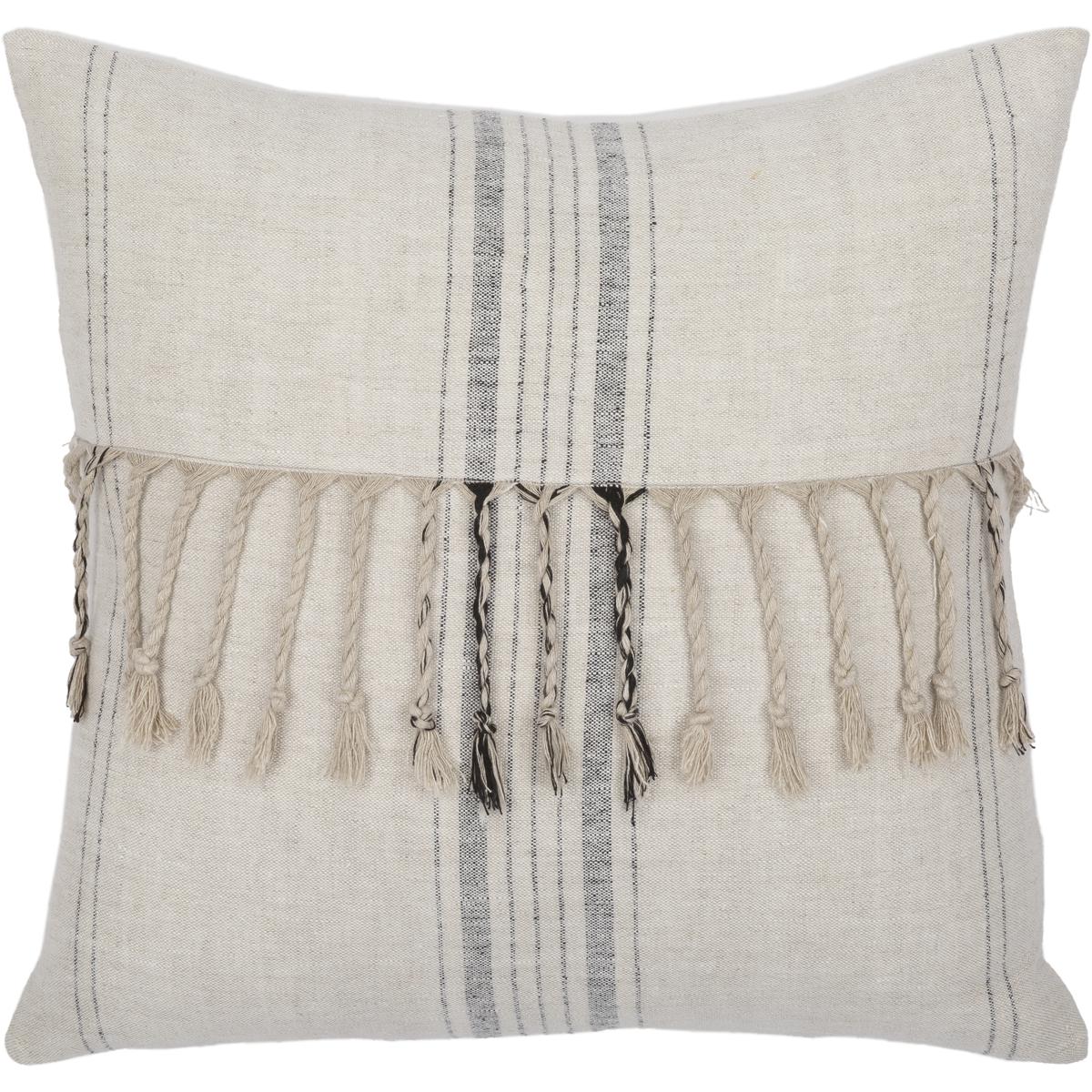 Surya LSP003-2222P Linen Stripe Embellished 22 inch Cream Pillow Kit in 22 x 22, Square