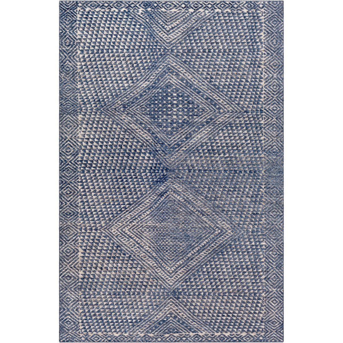 LVN2304-81012 8 ft. 10 in. x 12 ft. Livorno Hand Knotted Rug, Denim, White & Taupe