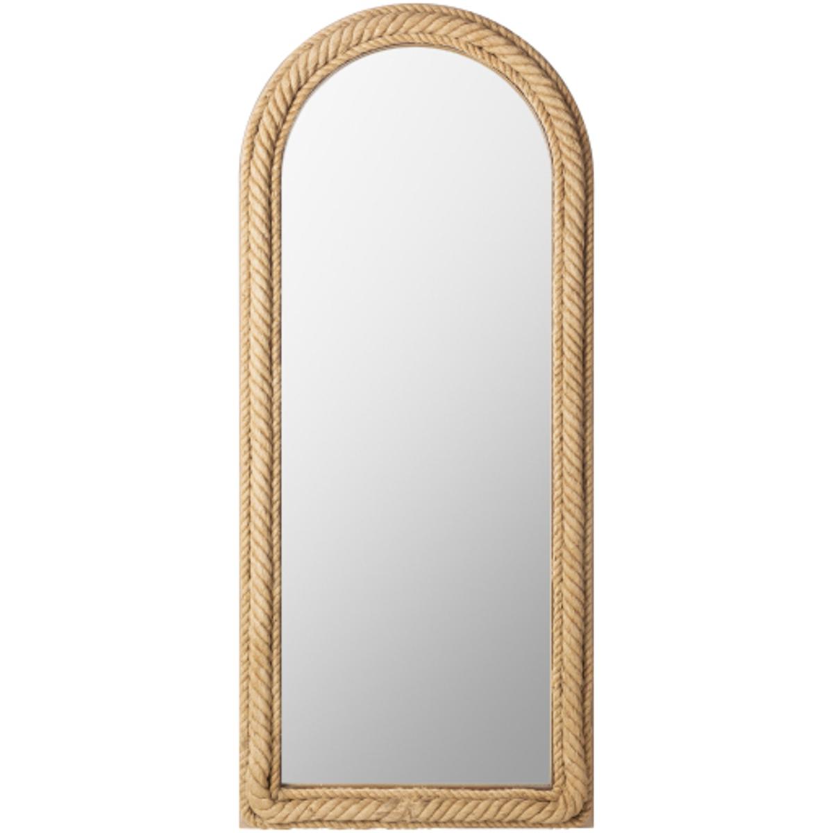 Vega Coastal Natural Beige Jute Full Length Floor Mirror