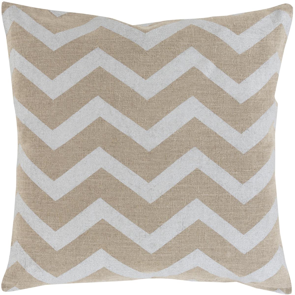 Surya MS0022222P Metallic Stamped 22 inch Tan Silver Gray Pillow Kit