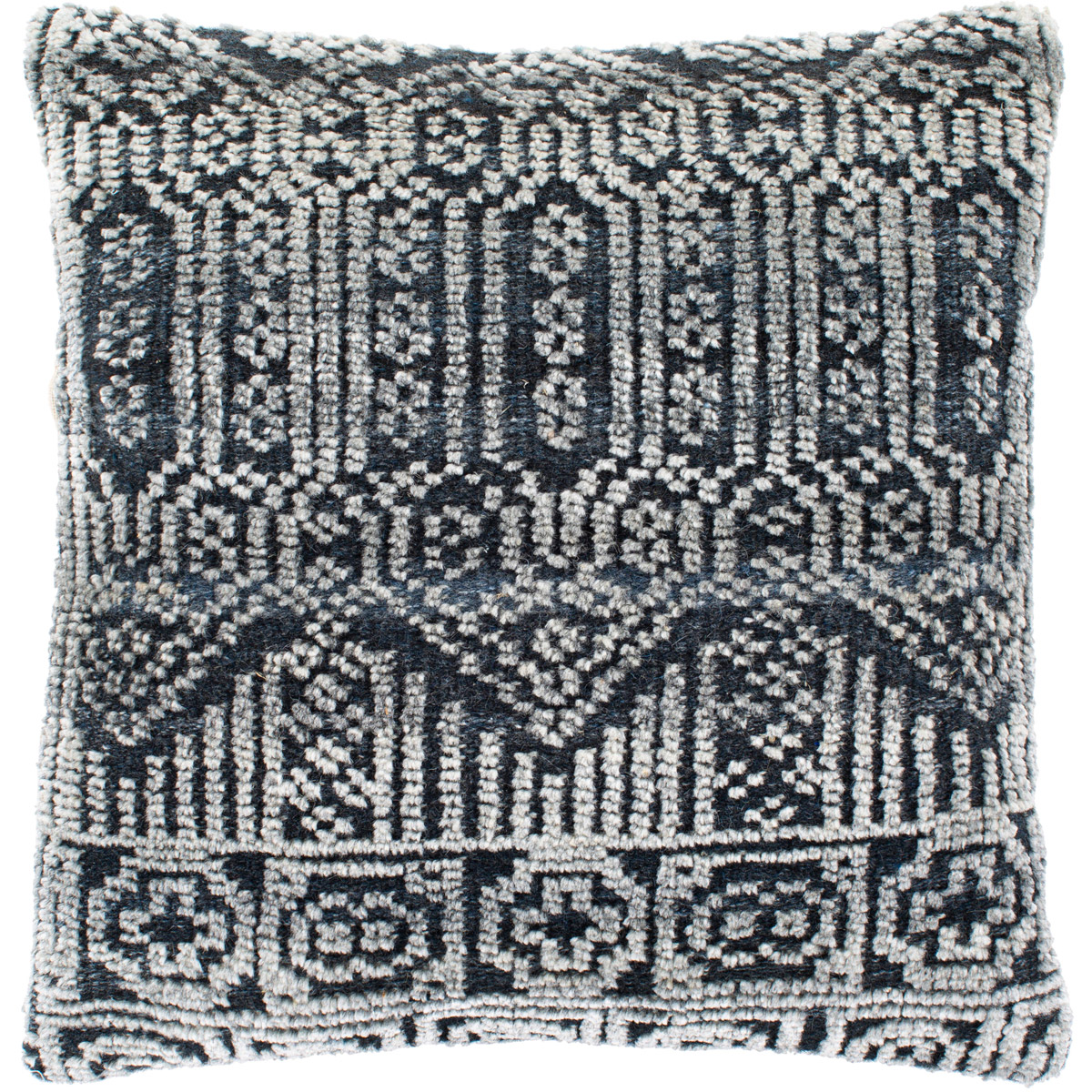NBI003-2222P 22 x 22 in. Nobility Hand Knotted Pillow Kit - Medium Gray & Black