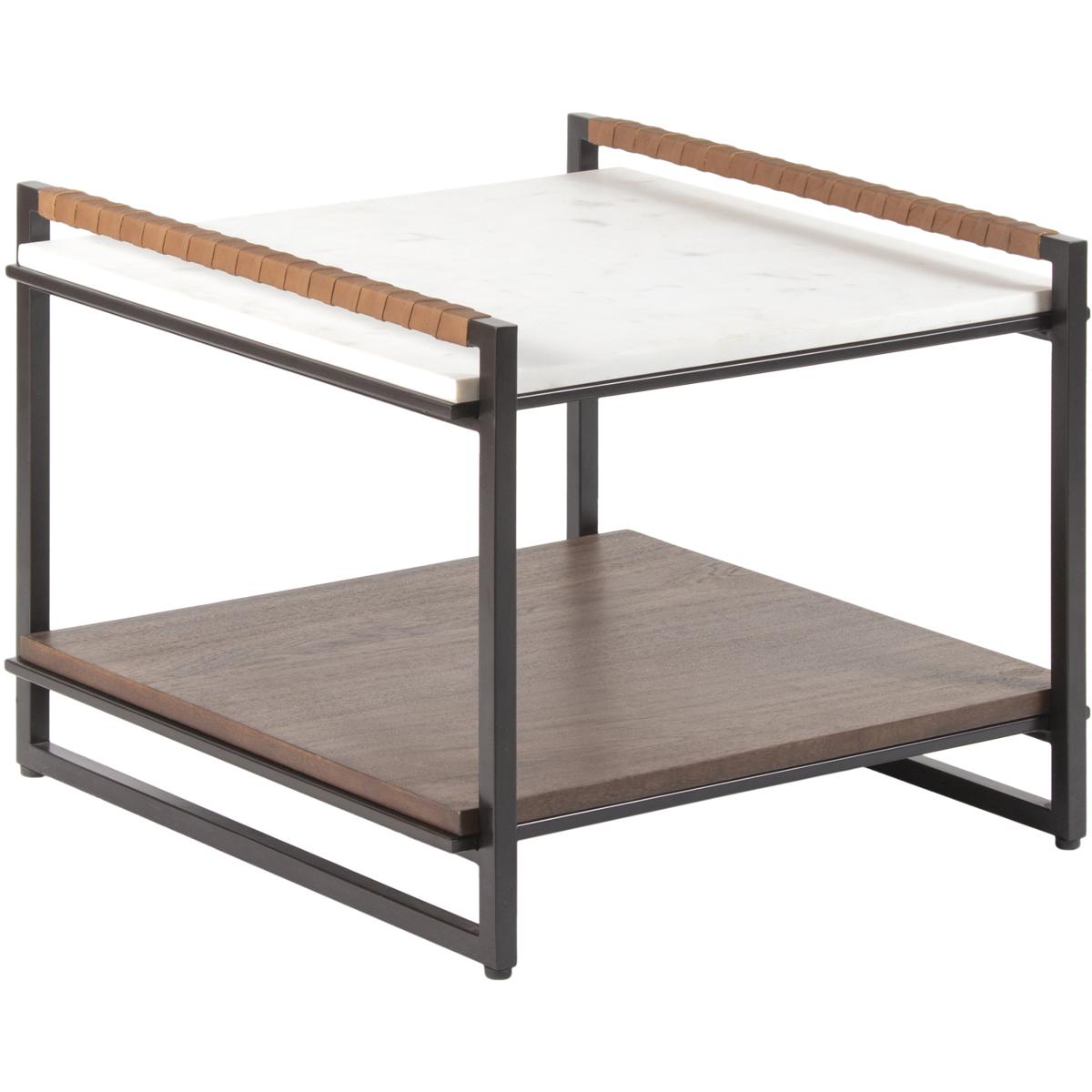 Surya NVEL003-182727 Novelle 24 X 24 inch Top: White; Base: Metallic - Bronze End Table