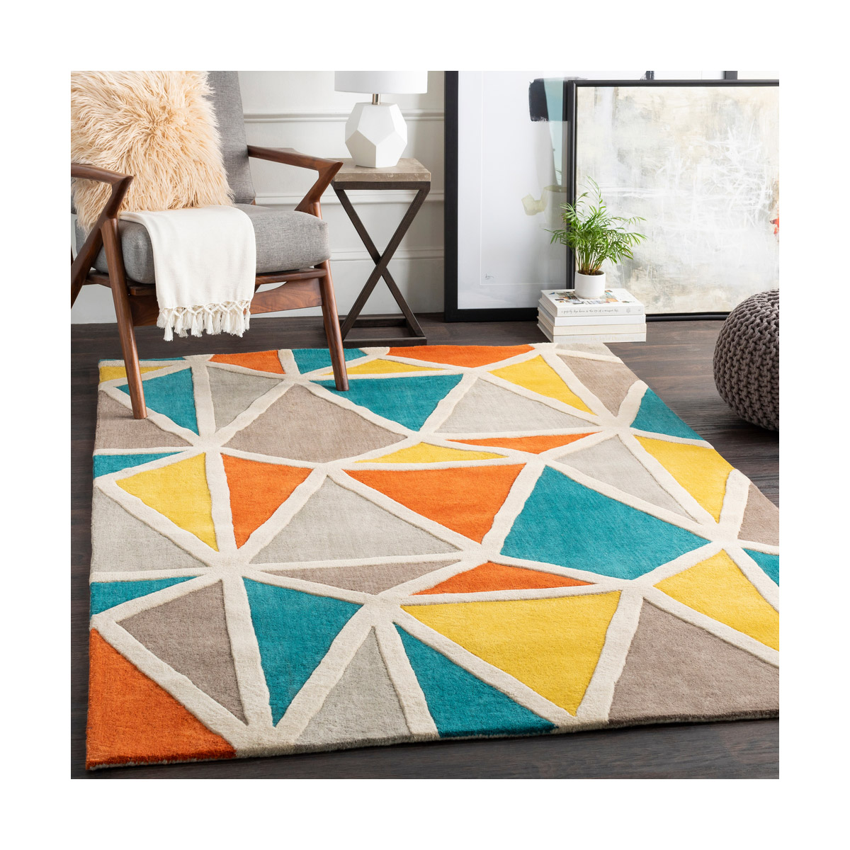 Surya OAS113323 Oasis Area Rug Teal/Mustard/Burnt Orange/Taupe/Dark