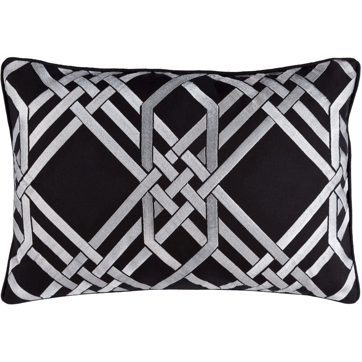 Surya PAG0041320P Pagoda 20 inch Metallic  Silver Black Pillow Kit