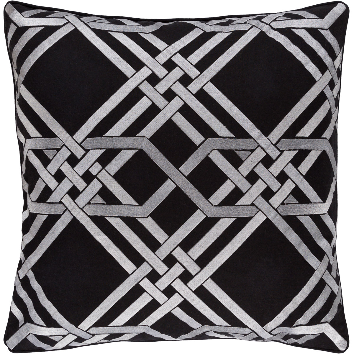 Surya PAG0042020P Pagoda 20 inch Metallic  Silver Black Pillow Kit