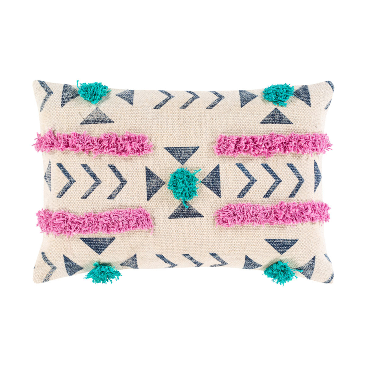 Surya PHB001-1624P Phoebe 24 X 16 inch Beige/Bright Pink/Dark Blue/Teal Pillow Kit, Lumbar
