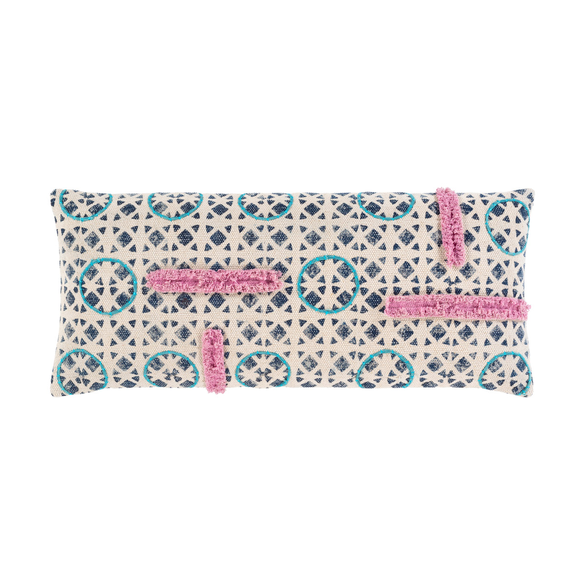 Surya PHB003-3214P Phoebe 32 X 14 inch Beige/Bright Pink/Dark Blue/Teal Pillow Kit, Lumbar