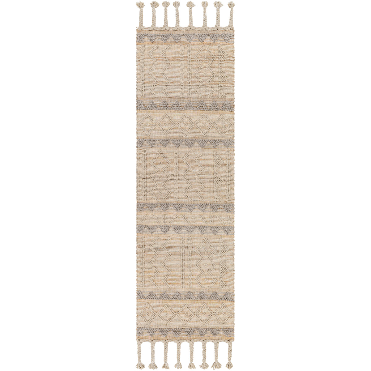 PTN2301-268 2 ft. 6 in. x 8 ft. Preston Hand Woven Rug, Tan & Medium Gray