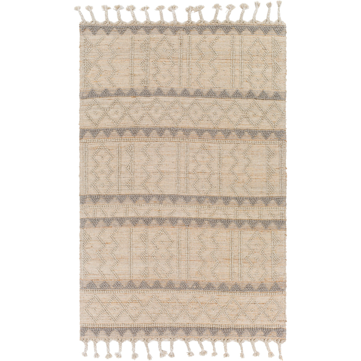 PTN2301-23 2 x 3 ft. Preston Rectangle Hand Woven Rug, Tan & Medium Gray