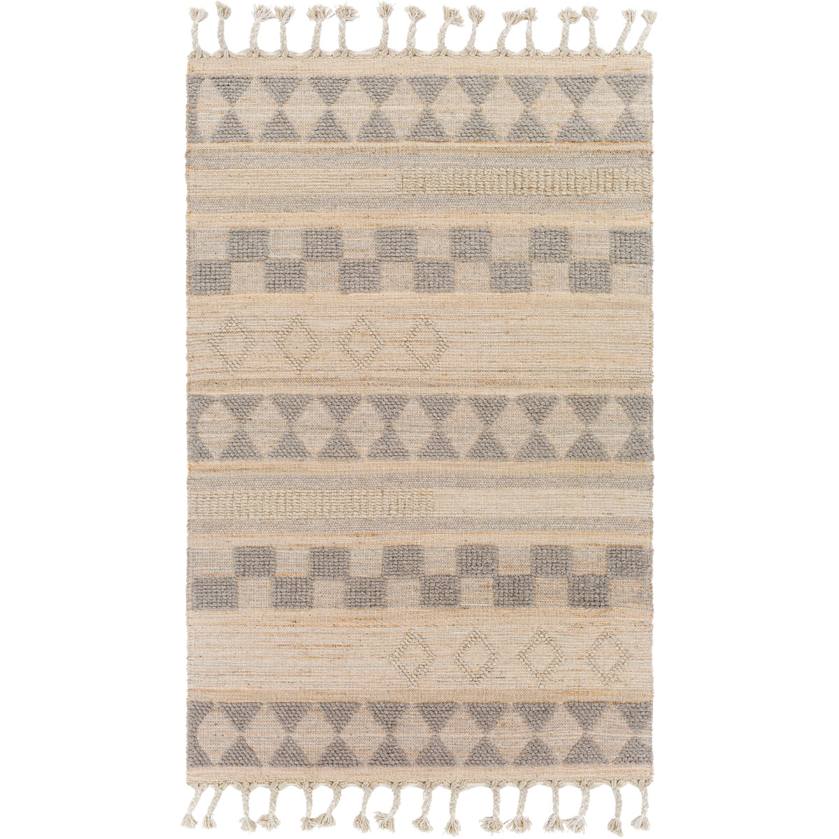 PTN2302-23 2 x 3 ft. Preston Rectangle Hand Woven Rug, Tan & Medium Gray
