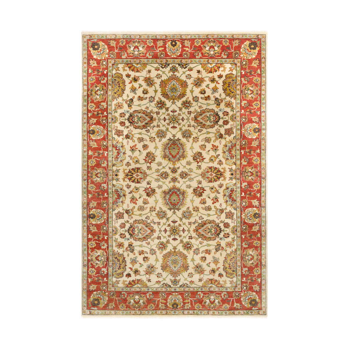 Surya PZY1002-69 Pazyryk 108 X 72 inch Moss/Rust/Aqua/Tan/Dark Green/Dark Brown/Navy Rugs, Wool and Cotton