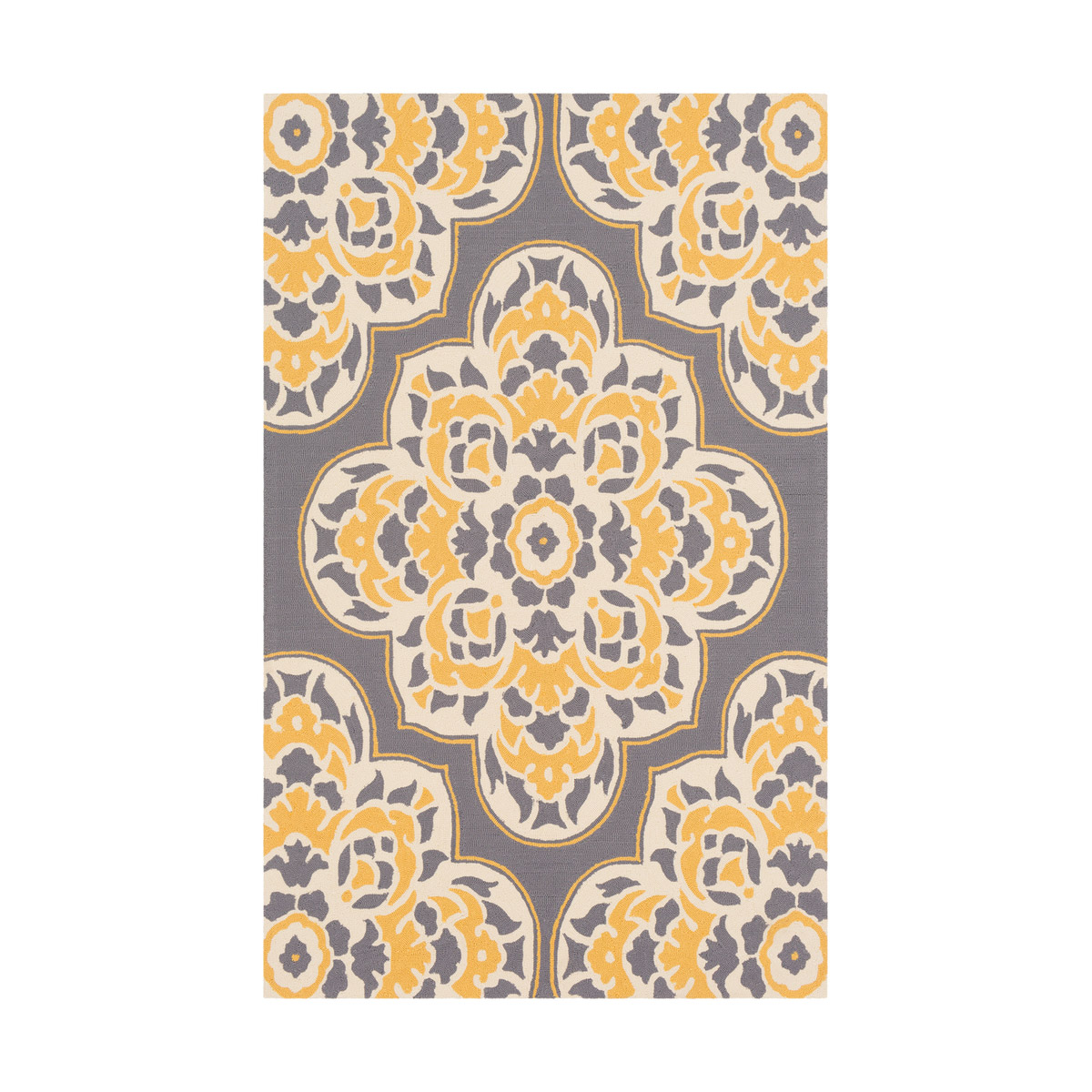Surya RAI126723 Rain 36 X 24 inch Bright YellowMedium GrayCream Outdoor Rug Rectangle