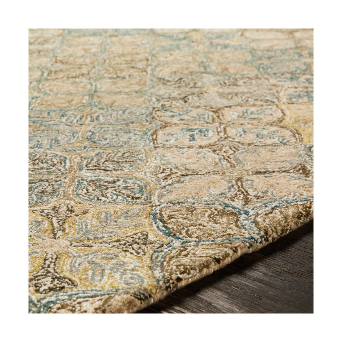 Surya RBI100523 Robin Area Rug Teal/Sage/Taupe/Dark Brown/Cream/Olive