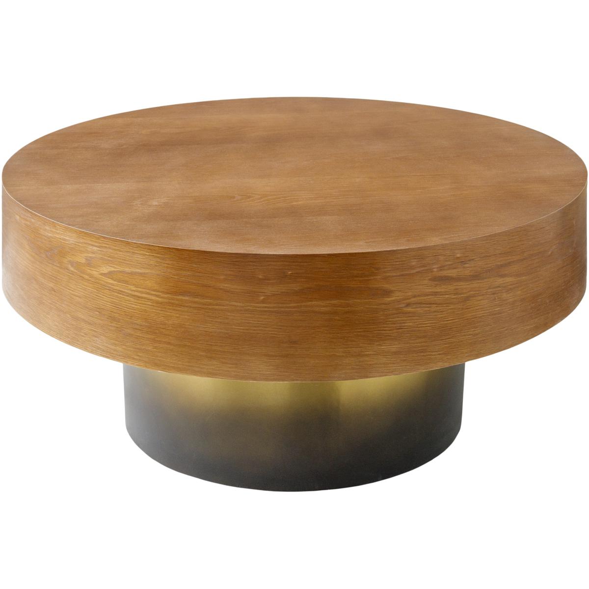 Surya RSU003163636 Russula 36 X 36 inch Top Dark Brown Base Metallic  Gold Coffee Table