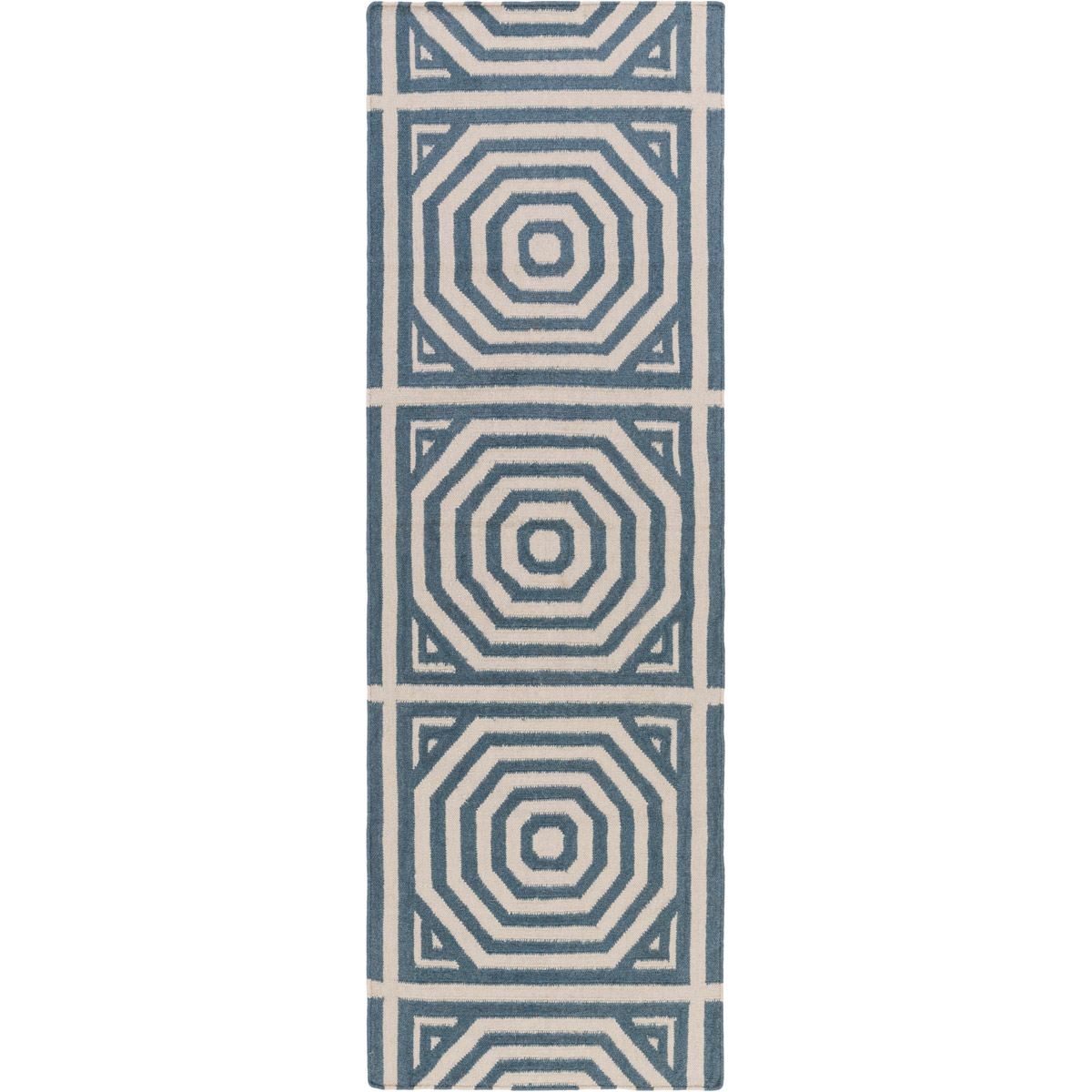 Surya RVT5008-268 Rivington 96 X 30 inch Blue and Neutral Runner, Wool and Cotton