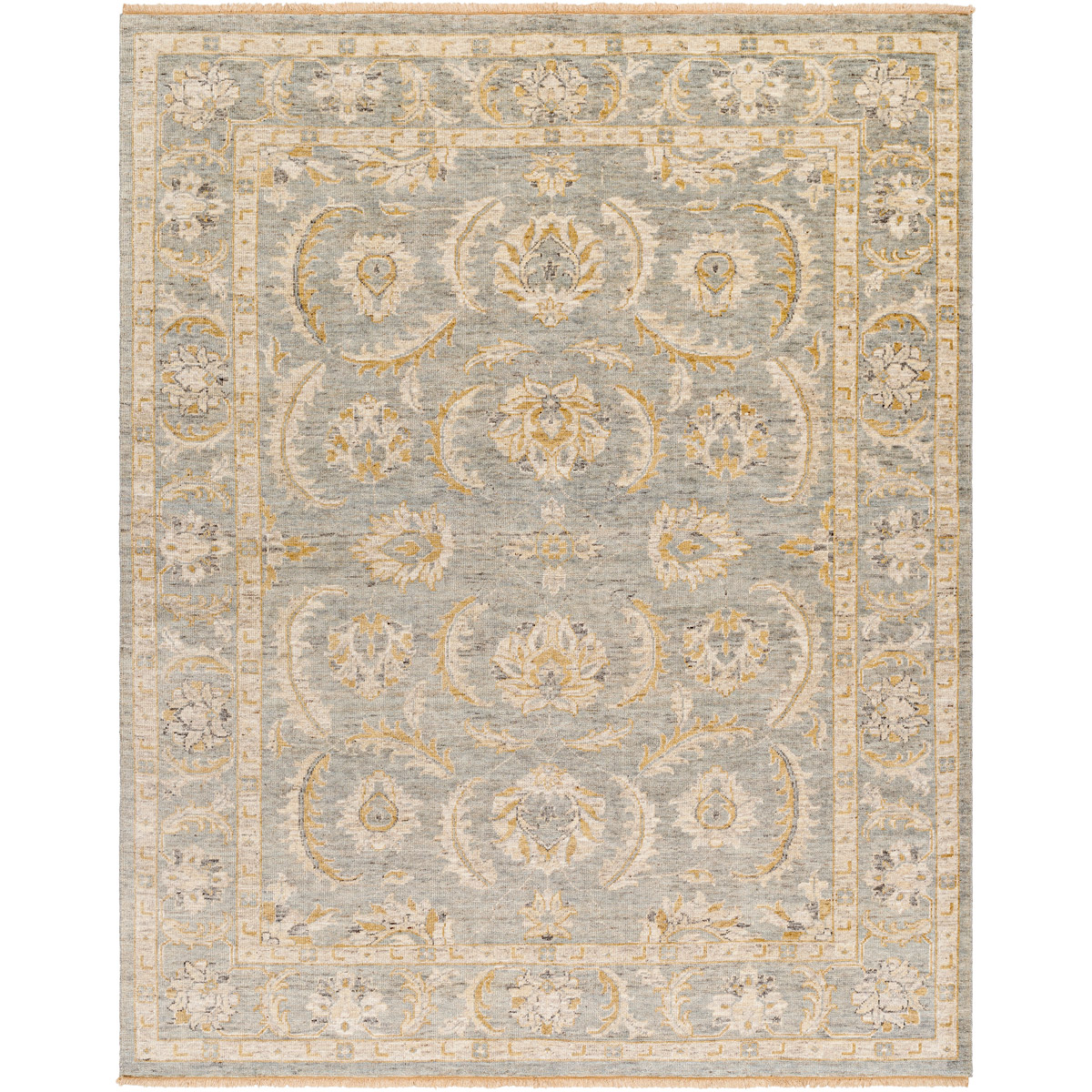 Aira Updated Traditional Grey Wool Medallion Patterned Hand Knotted Rug - 2'x3'