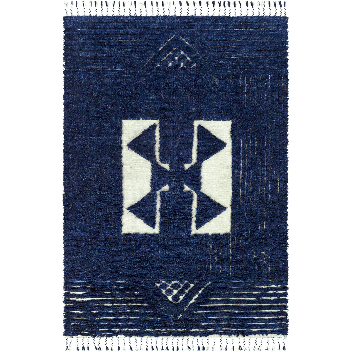 SAH2303-81012 8 ft. 10 in. x 12 ft. Sahara Hand Knotted Rectangle Rug - Cream & Navy